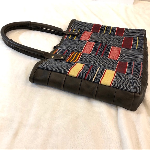 Kauli Handmade Leather & Patchwork Textile Shoulder Bag “the Reader Tote” Purse - Picture 4 of 8